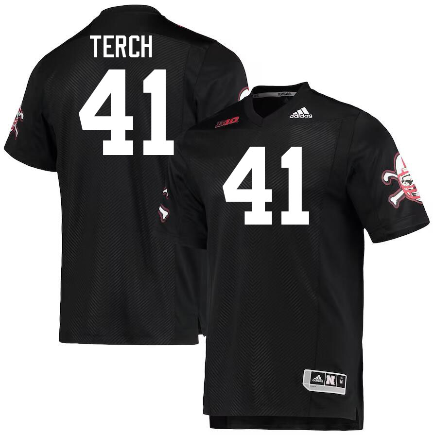 Nebraska Cornhuskers #41 Tanner Terch College Football Jerseys Stitched-Black